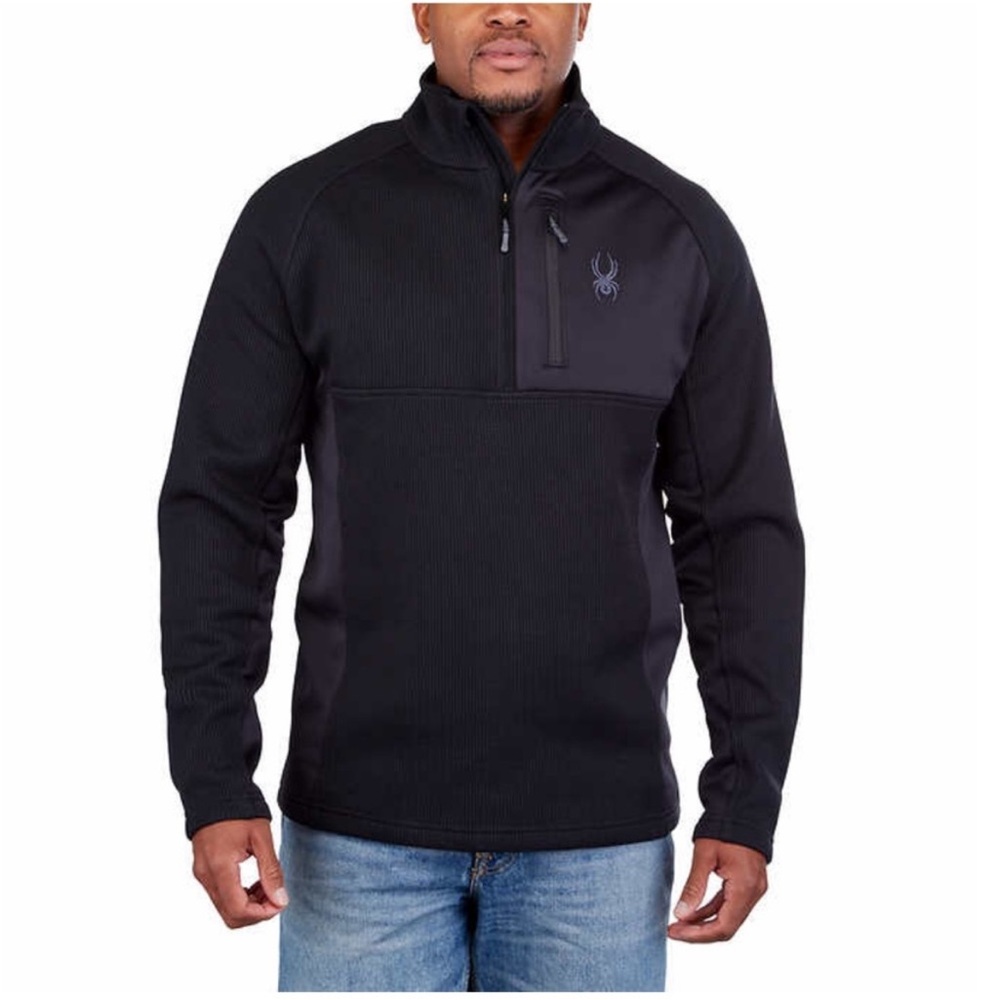 NWT Spyder Men Gait Half Zip Jacket BLACK - size XL
